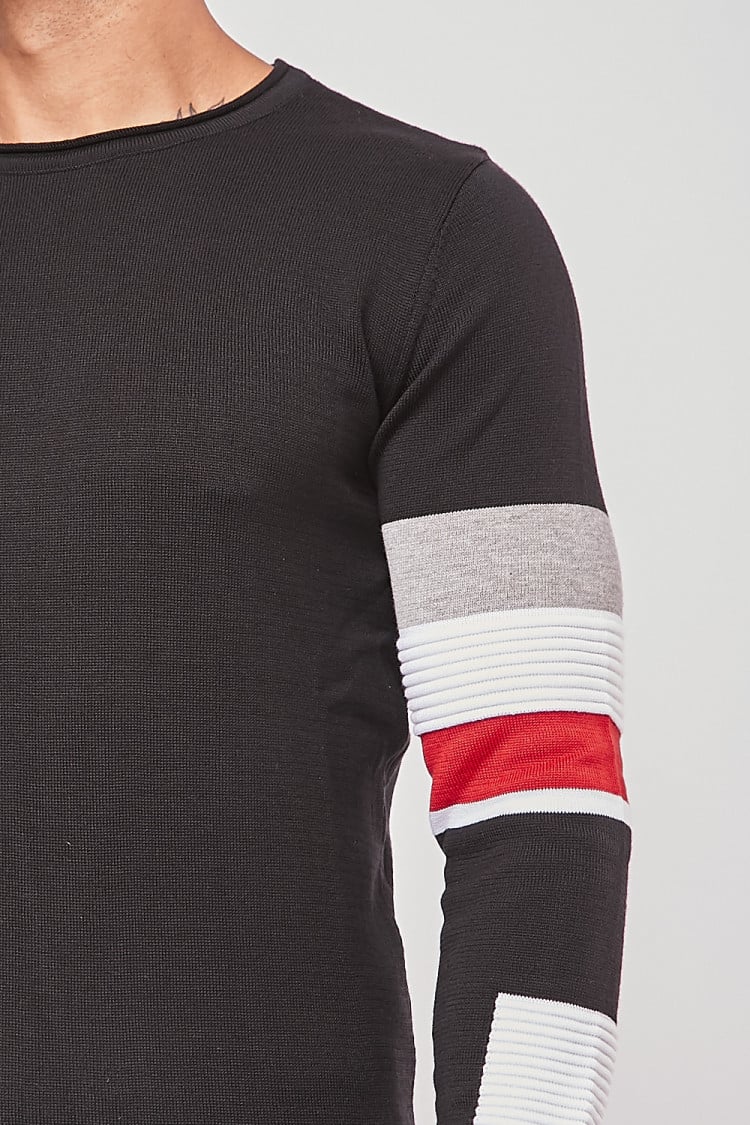 Pull fin à bandes noir