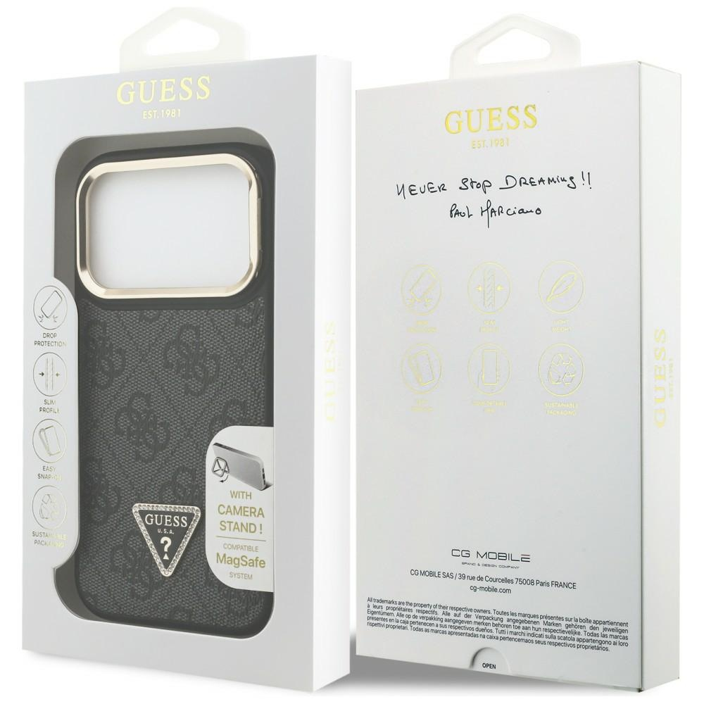 iPhone 17 Pro MagSafe Leder Hardcase Hülle 4G Triangle Logo & Stand Camera (GUHMP17LPCS4GPTK) - Schwarz