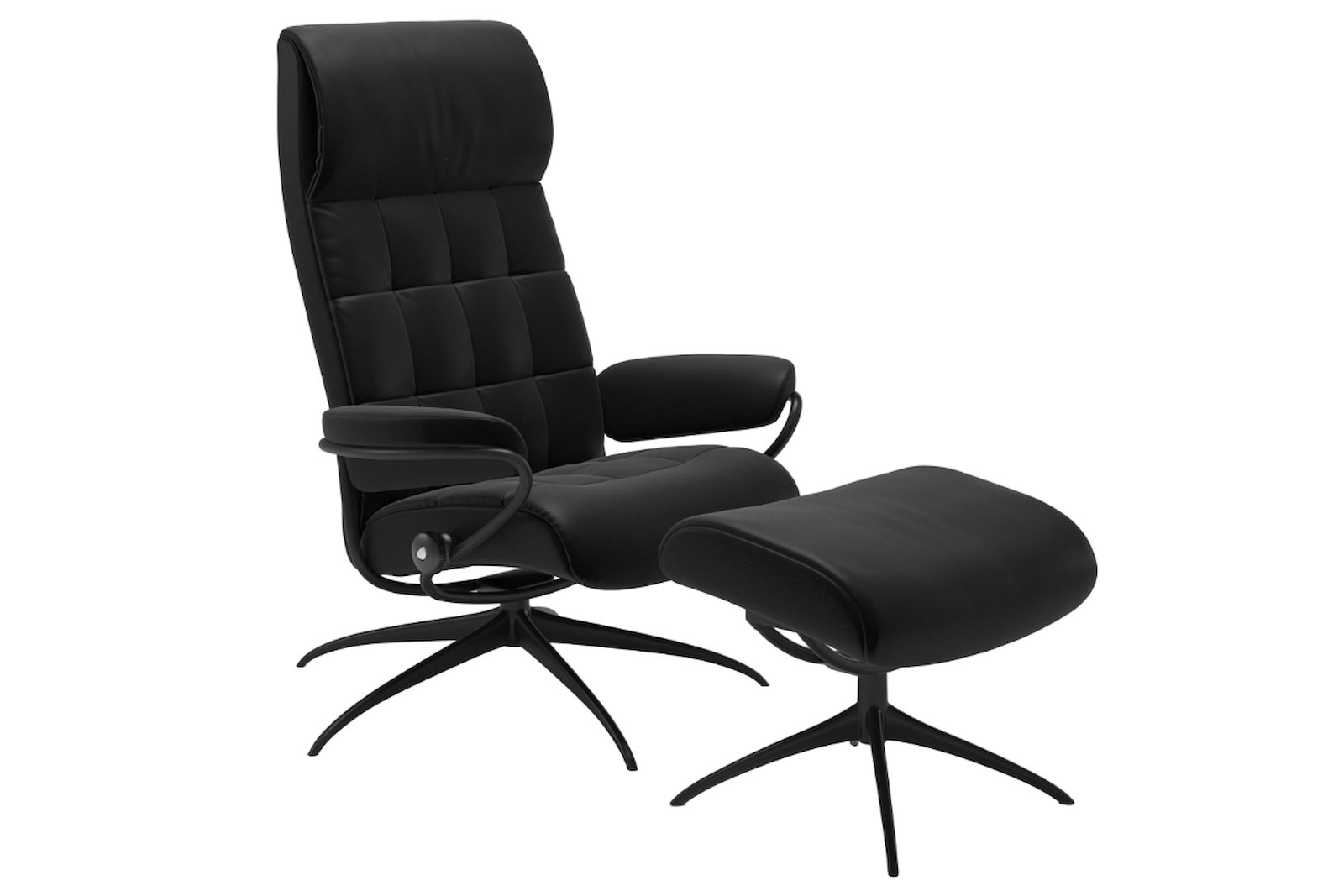 London lenestol m/krakk Hud Batick Black og Star understell i sort aluminium med BalanceAdapt. Medium