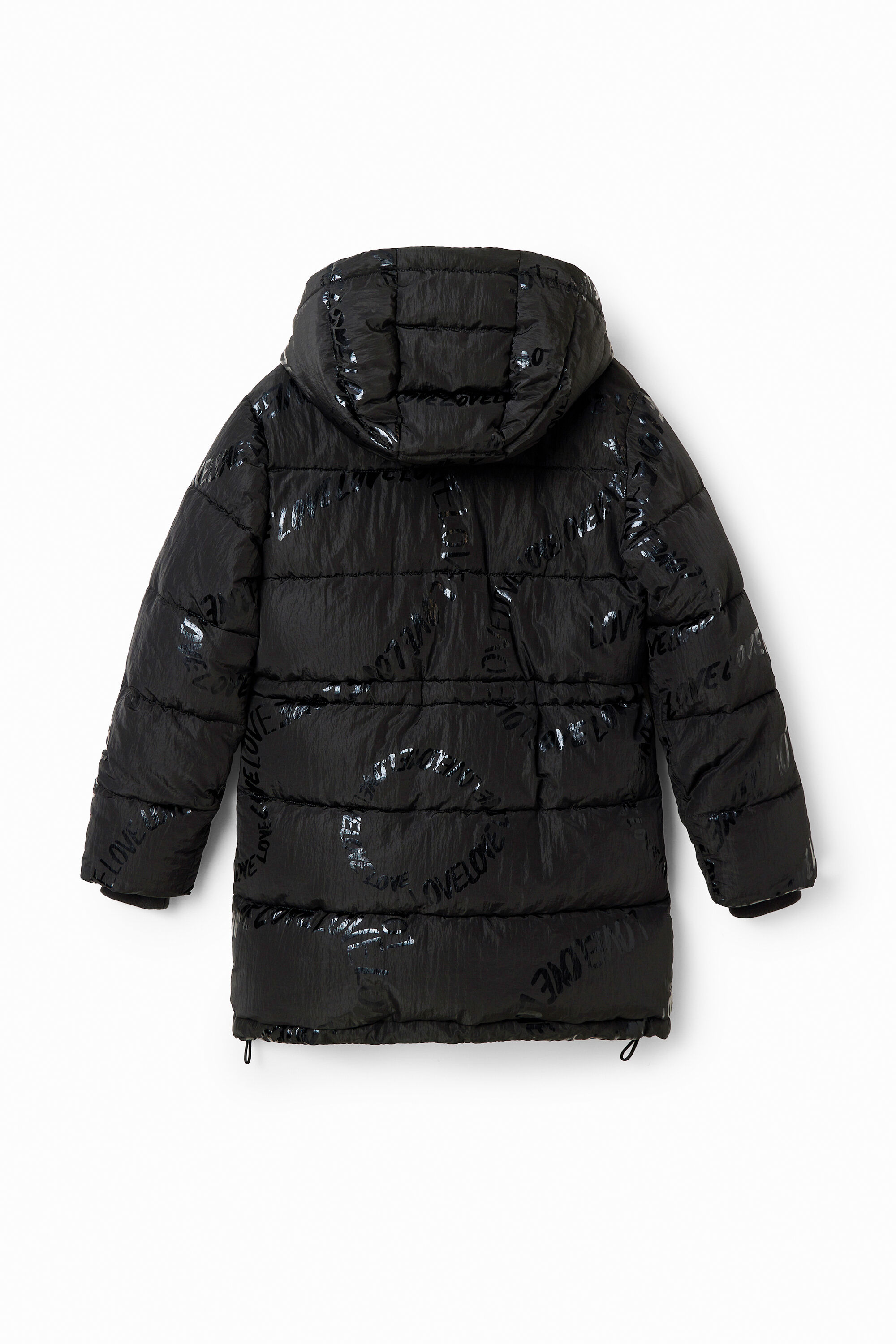 Manteau long matelassé texte