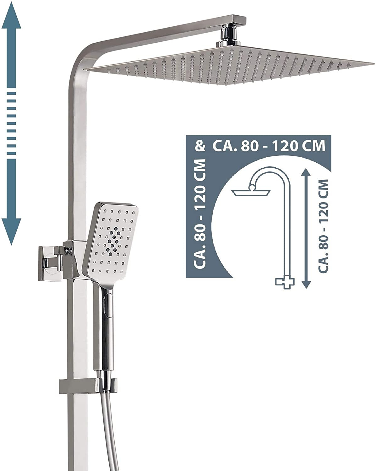 Schutte Ocean complete regendouche inclusief thermostaatkraan en planchet chroom/antraciet