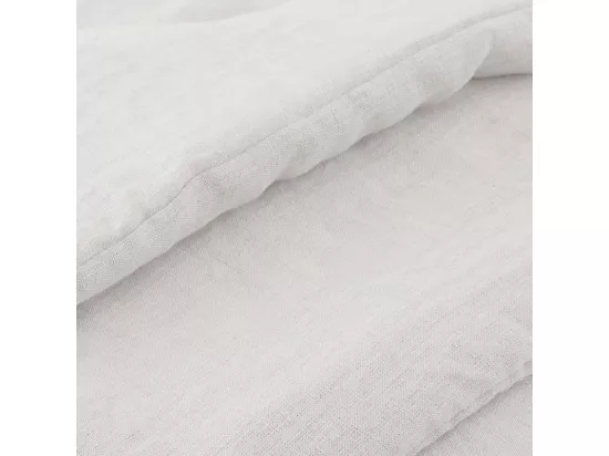 Édredon 90 x 200 cm lin lavé blanc avec 4 nouettes en jute - LUISA