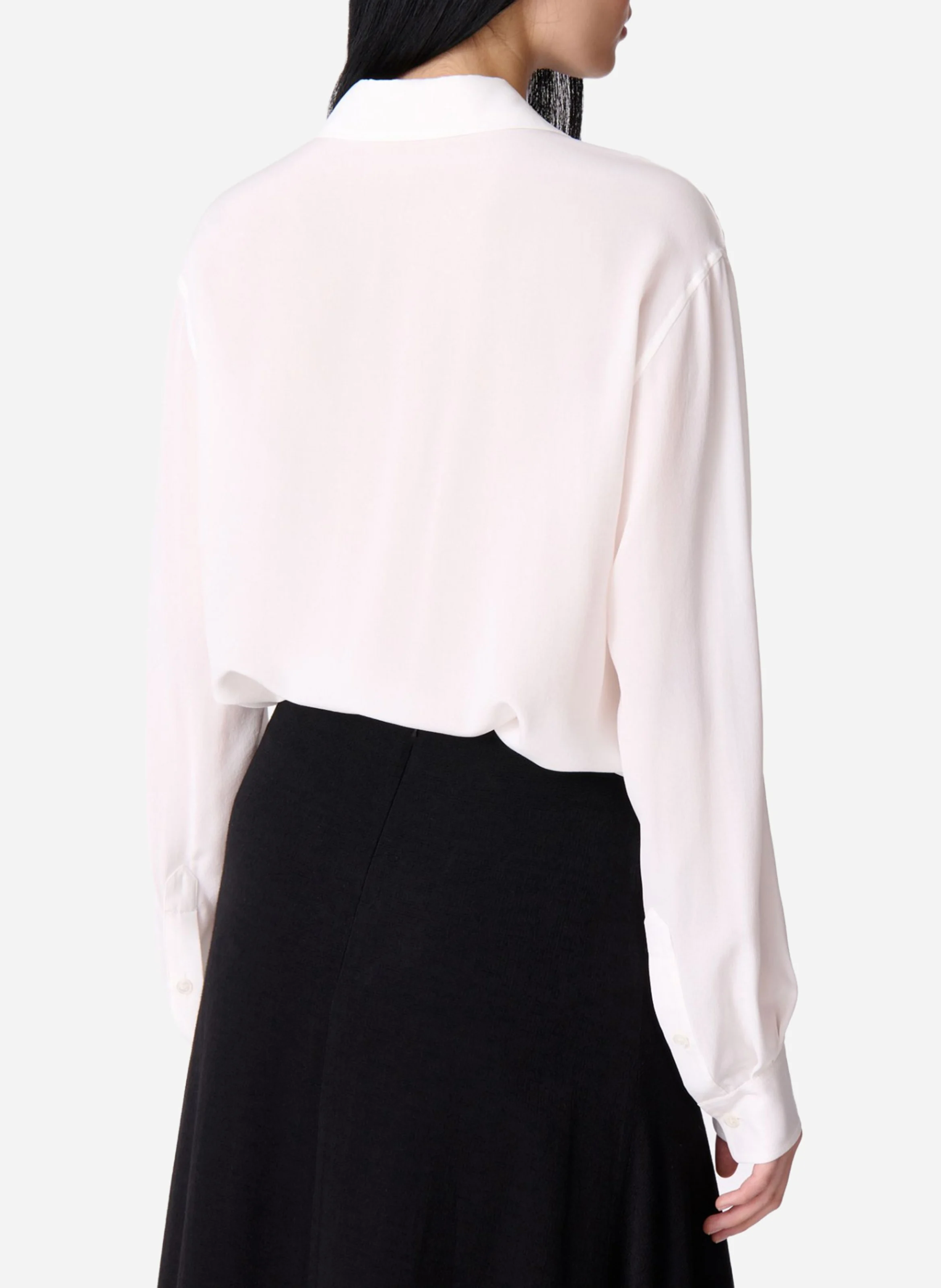 DRUYAT - Chemise à col v fluide en soie| Blanc