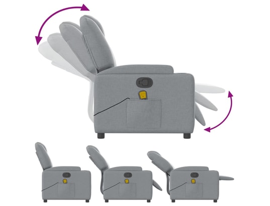 VIDAXL - Fauteuil Relaxation Fauteuil de massage inclinable - Gris clair - 74x88x97cm