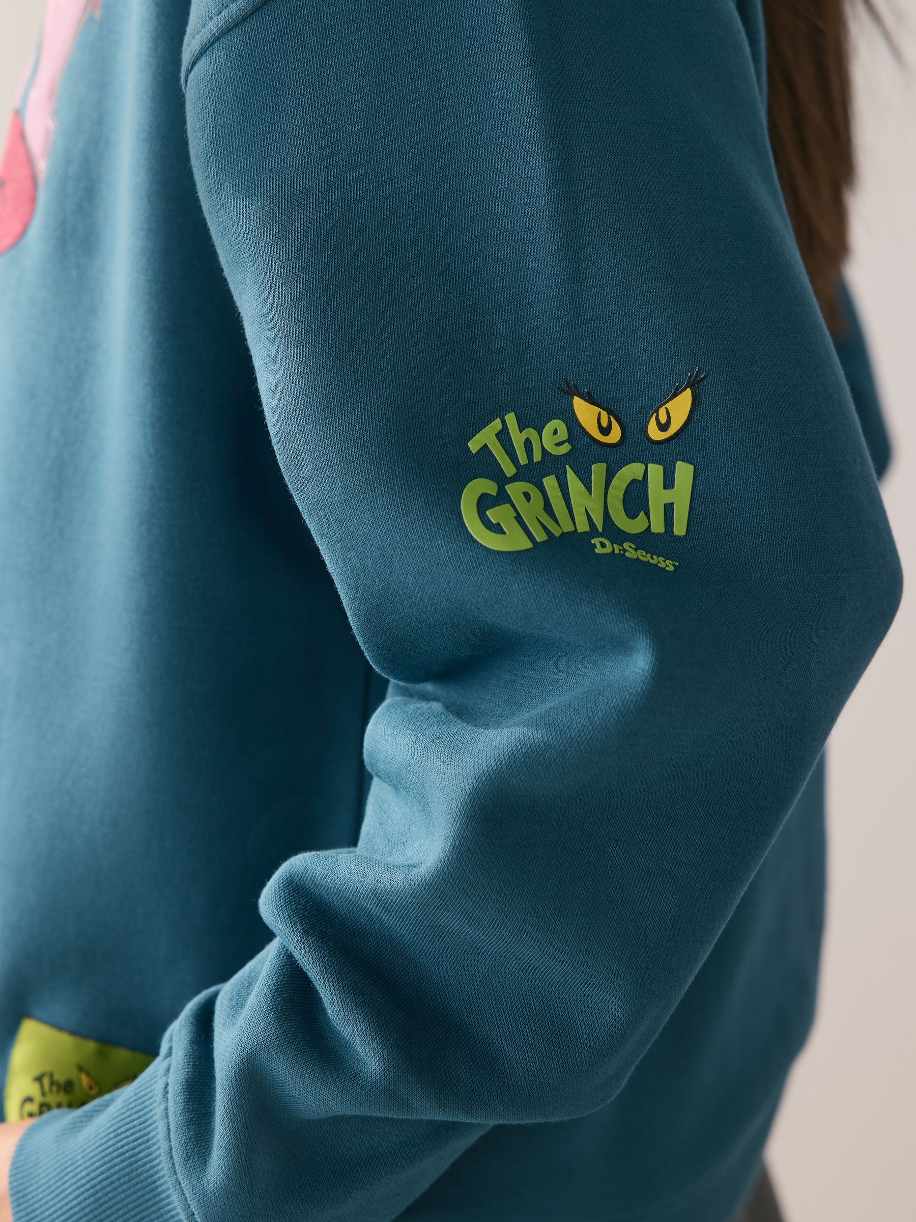 Donkergroen - The Grinch Officieel Gelicenseerde Fun Wreath Strik Kerstmis Grafische Trui Sweatshirt