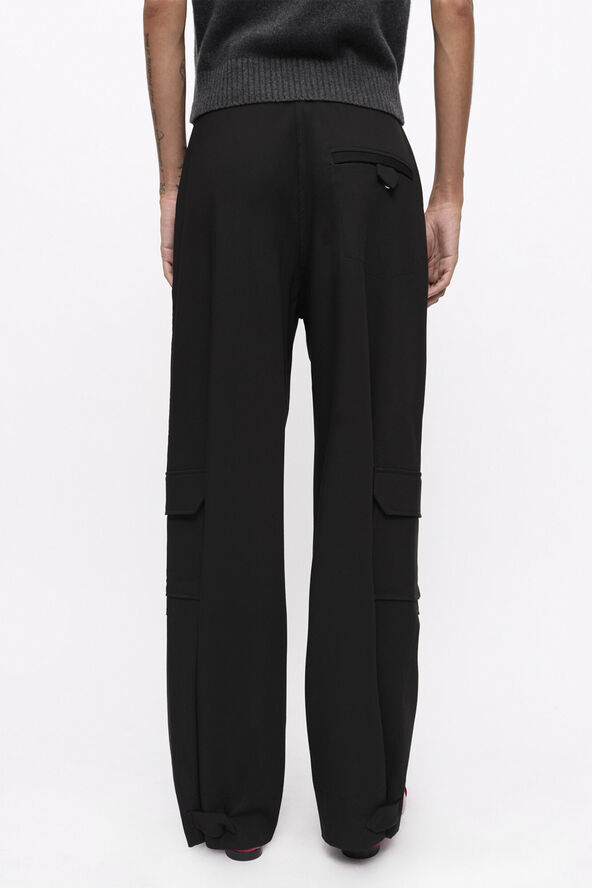 Ganni Solid Twill Suiting Cargo Pants Black