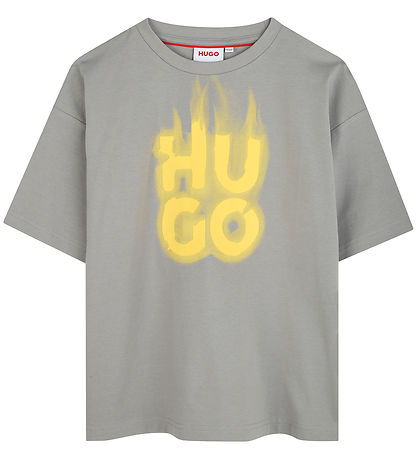 HUGO T-Shirt - Ultimate Grau m. Gelb