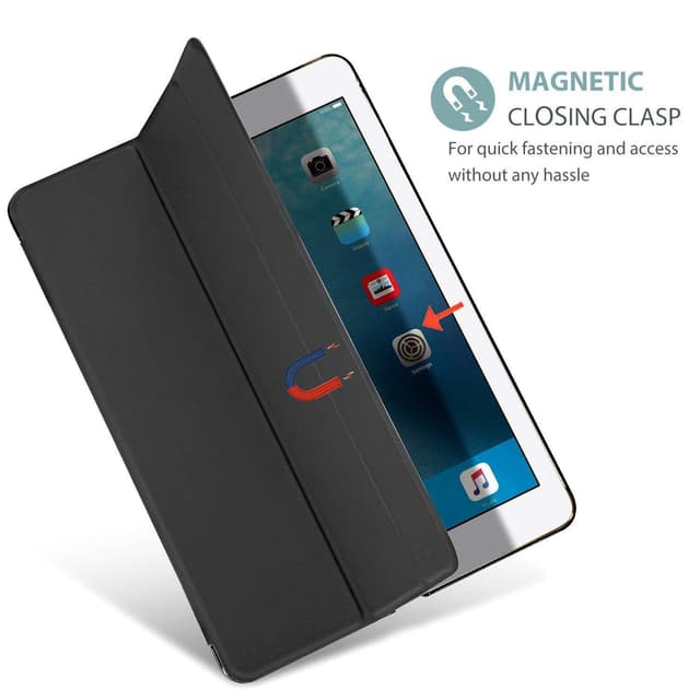 iPad-etui 9,7 tommer iPad 5/6 iPad Air 1/2 Smart Cover-etui Sort