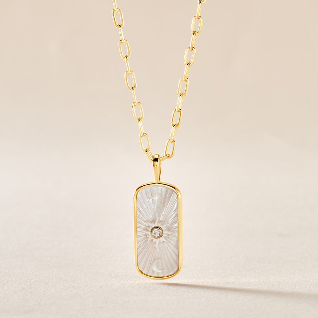 Collier Goddess Argent Doré Nacre Oxyde De Zirconium