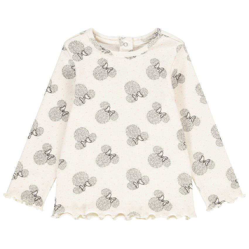 T-shirt manches longues Minnie Disney pour bébé fille - Blanc