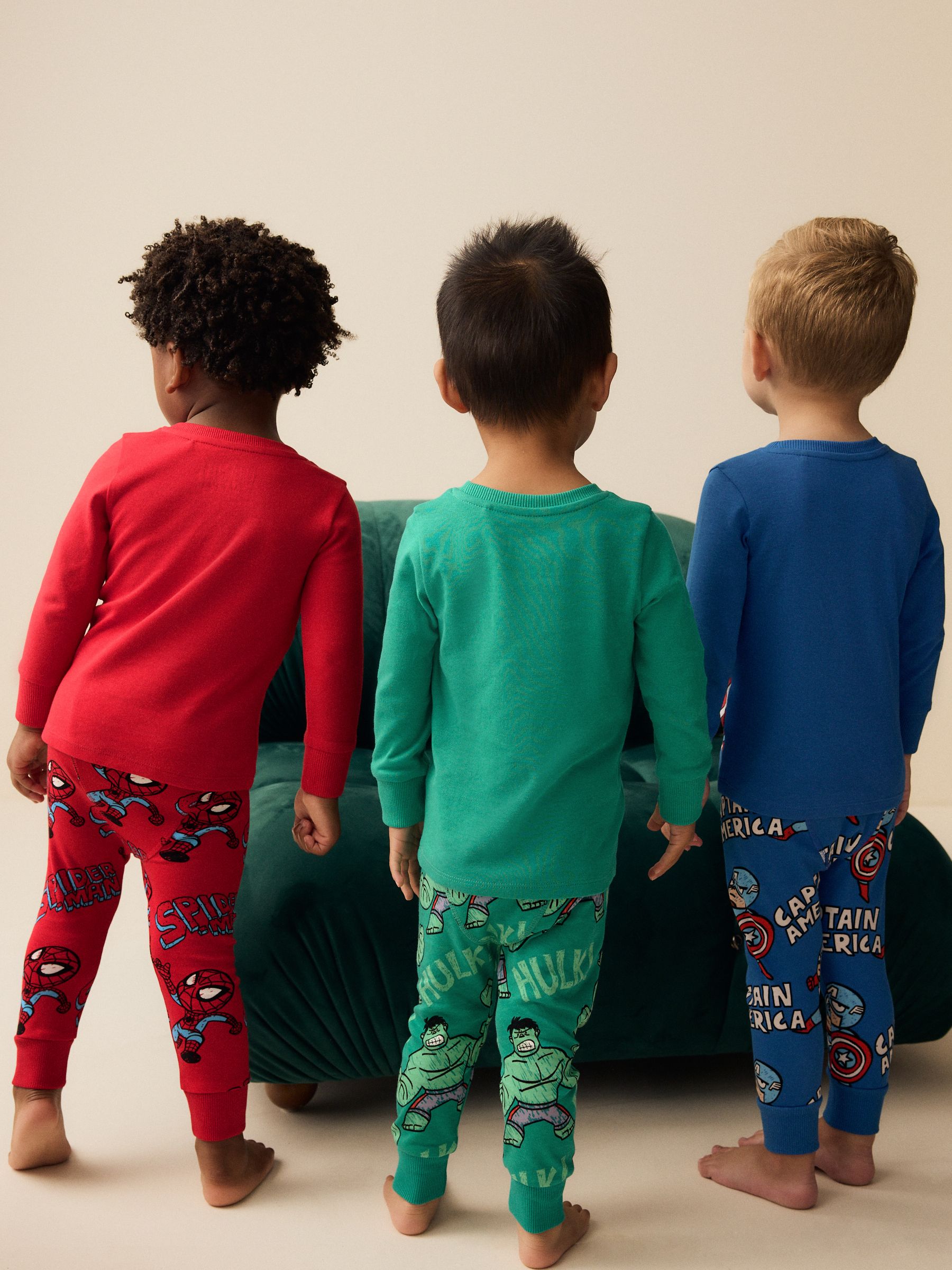 Marvel Rood/groen/blauw - Verpakking van 3 knusse pyjama's (9 mnd-8 jr)