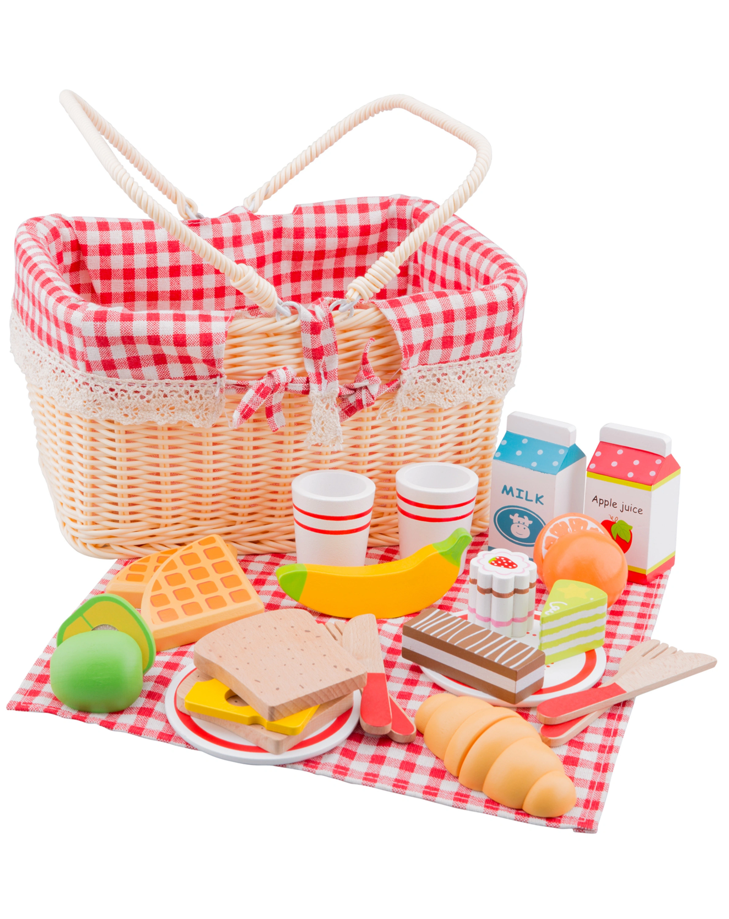 Picknickkorb mit Zubehör aus Holz
