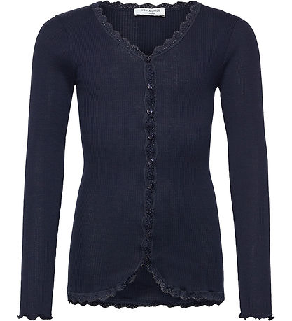 Rosemunde Cardigan - Rib - Weiß - Navy m. Spitze