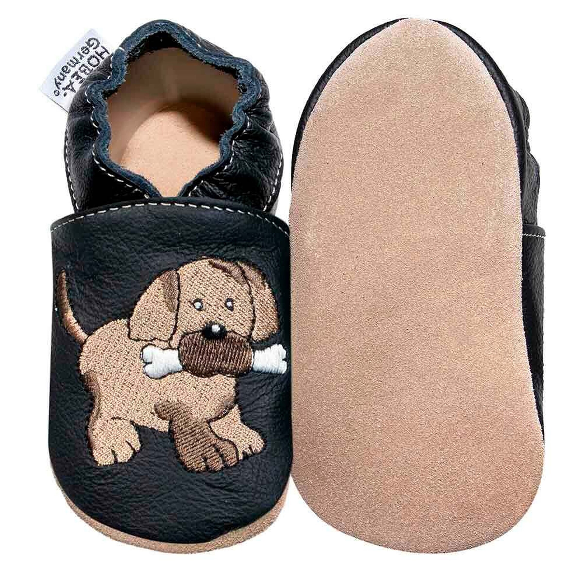 HOBEA-Germany Krabbelschuhe Hund schwarz
