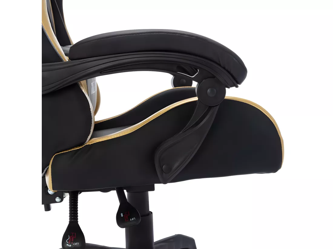 Fauteuil de jeux vidéo avec LED RVB Doré et noir Similicuir