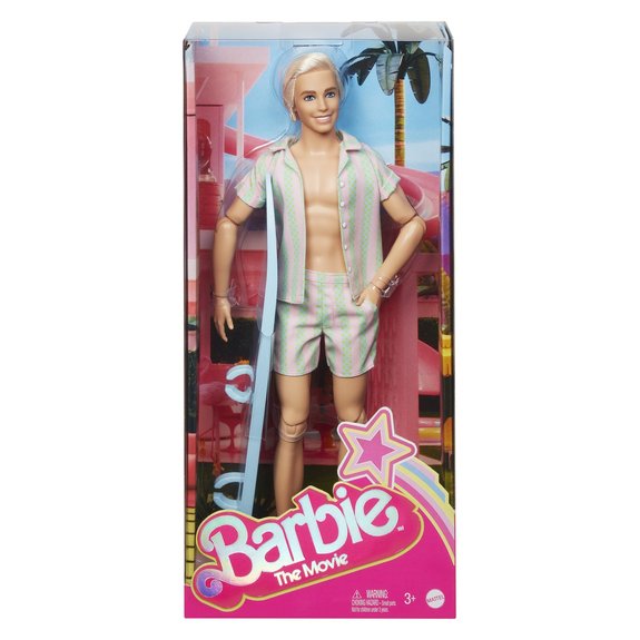 Barbie Le Film : poupée Ken avec ensemble de plage rayé