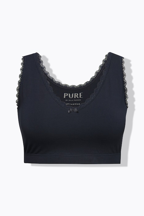 Bustier, Zierkante, V-Ausschnitt, Biobaumwolle