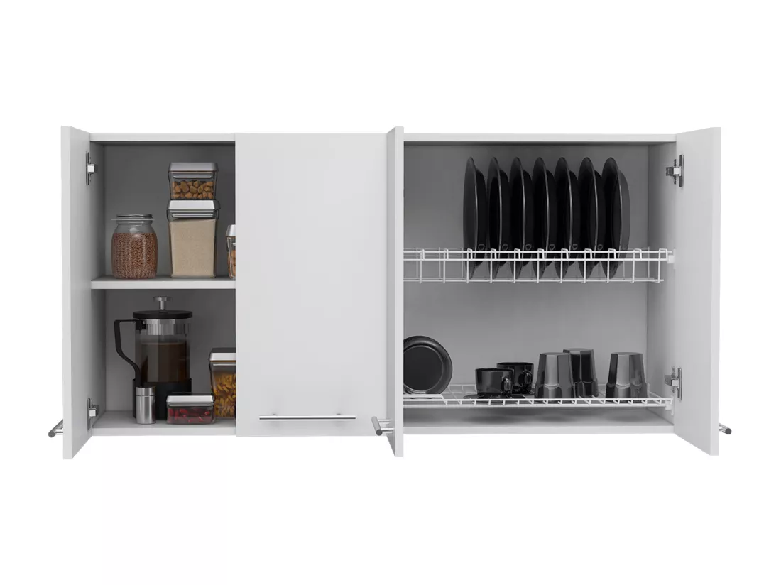 Meuble de cuisine 120 avec quatre portes, deux étagères et rangement pour ustensiles de cuisine , 60 X 120 X 33.5 cm , Blanc