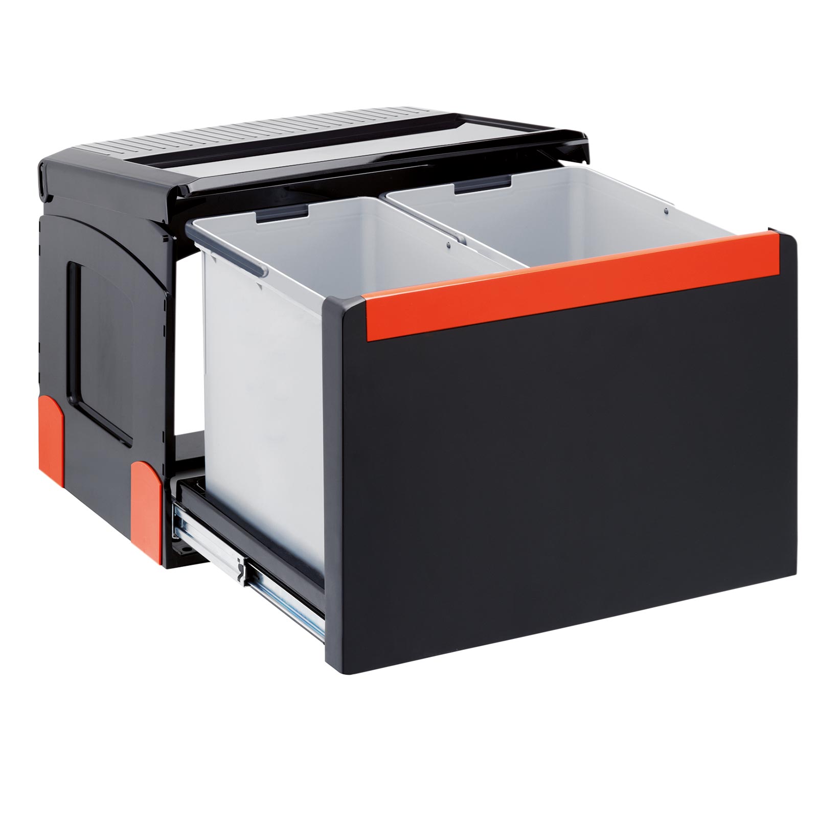 Einbau-Mülltrennsystem CUBE 50 - schwarz - 2-fache Trennung