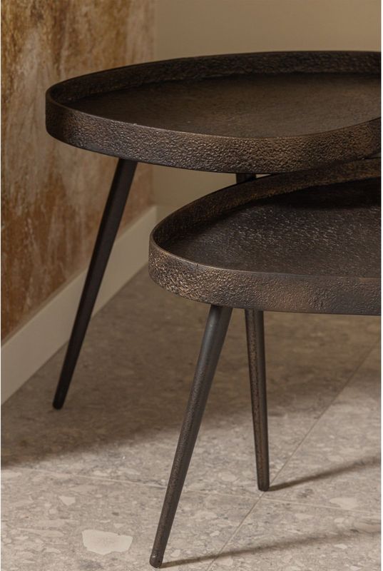 BePureHome Crude Bijzettafels - Zink - Antique Bronze - 39x71x52