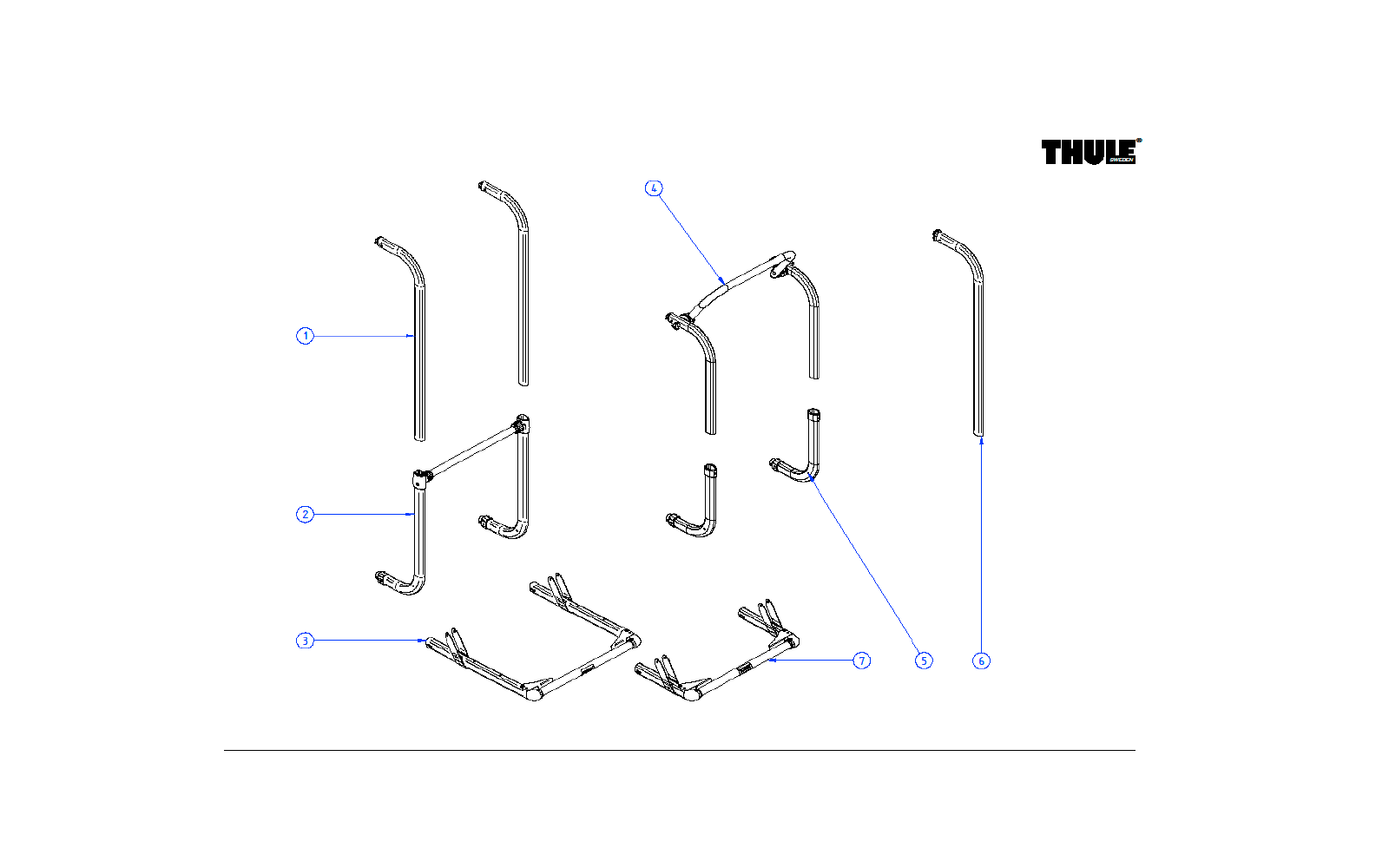 Thule unterer Tragarm 1 Stück für Fahrradträger Elite G2 SV - Thule Ersatzteilnummer 1500602639