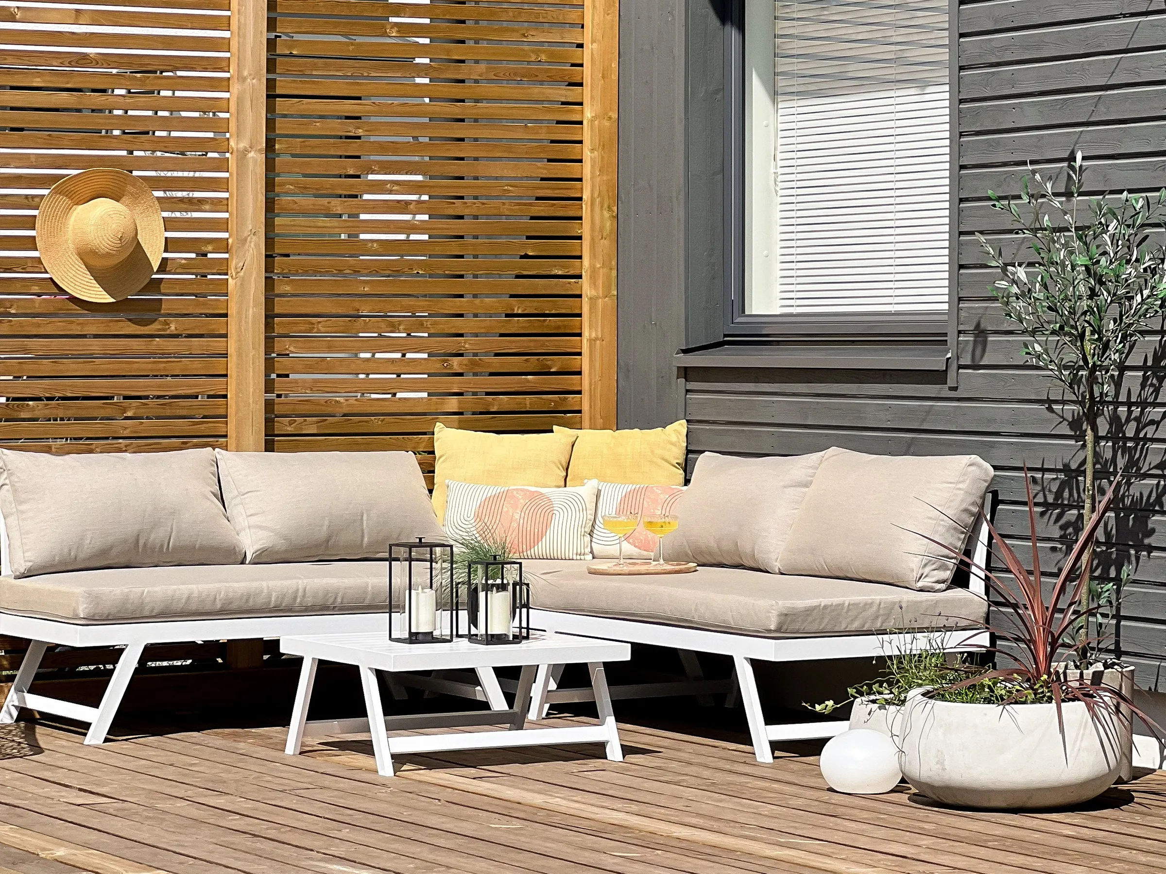 Tuin hoekloungeset met tafel 5-zits COCCORINO Metaal Taupe