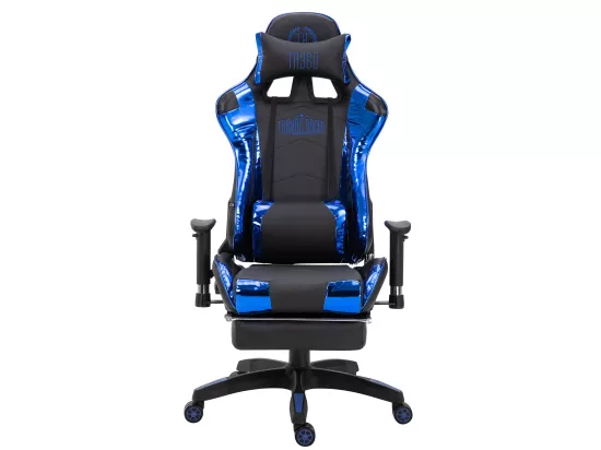 Chaise de bureau - Similicuir (métallique) & Plastique - Noir / Bleu - Turbo XL