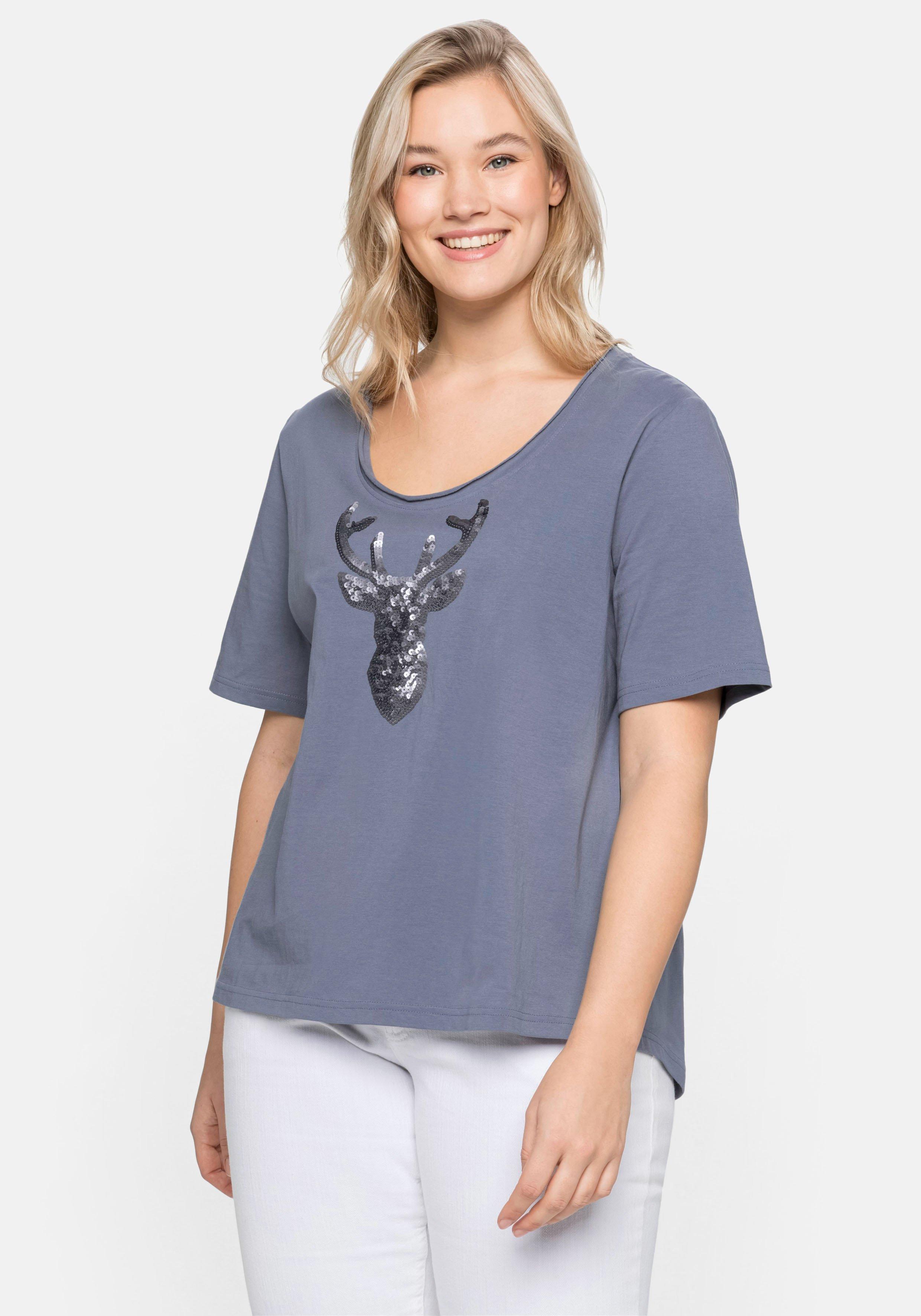 Shirt im Trachtenlook, mit Pailletten
