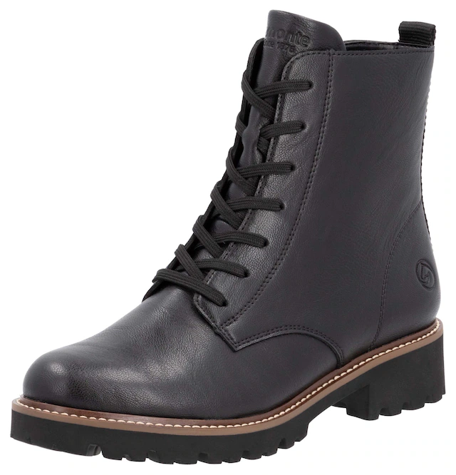Remonte Schnürboots  , Blockabsatz, Schnürstiefelette im Used Look