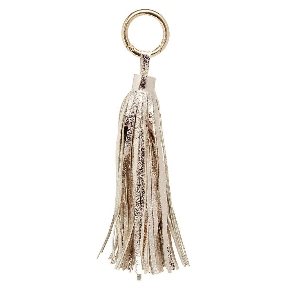 Porte-clé pompon uni forme embrase argenté ou doré