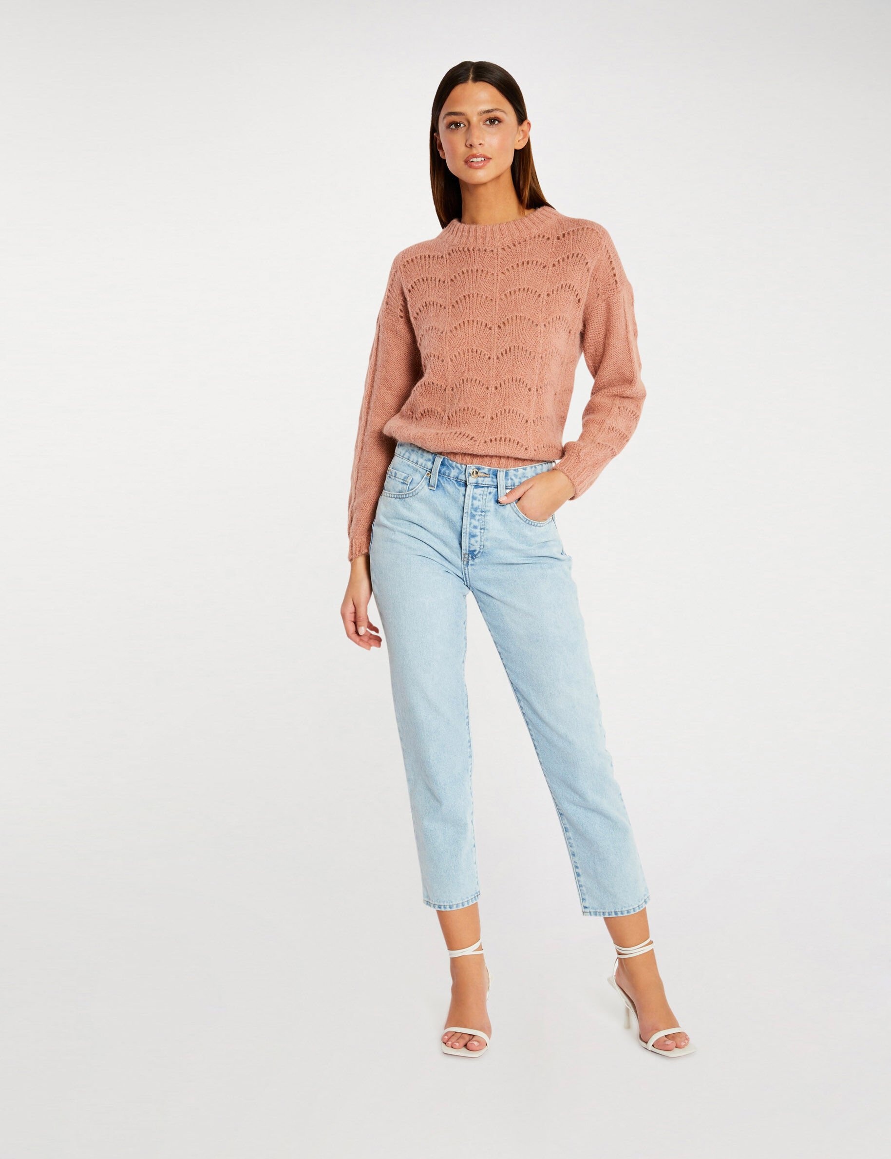 Pull à manches longues vieux rose femme - vieux_rose