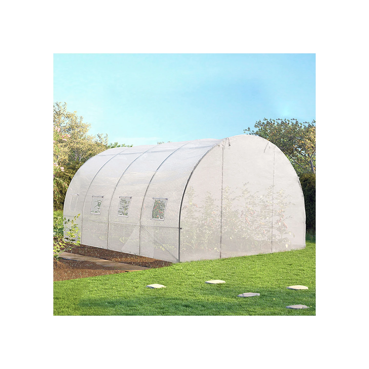 Serre tunnel de jardin 12M² blanche gamme maraîchère ZEBRA 4x3M