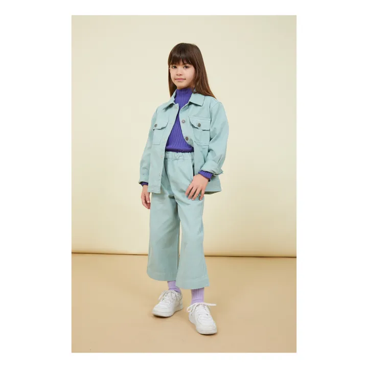SMALLABLE BASICS Pantalon Droit Fille Elastiqué à la Taille en Denim | Vert Menthe