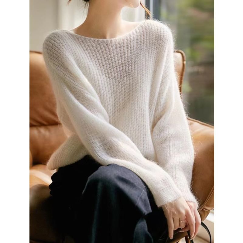 Angel Shine - Oversized zacht-pluizig gebreide top in 5 kleuren