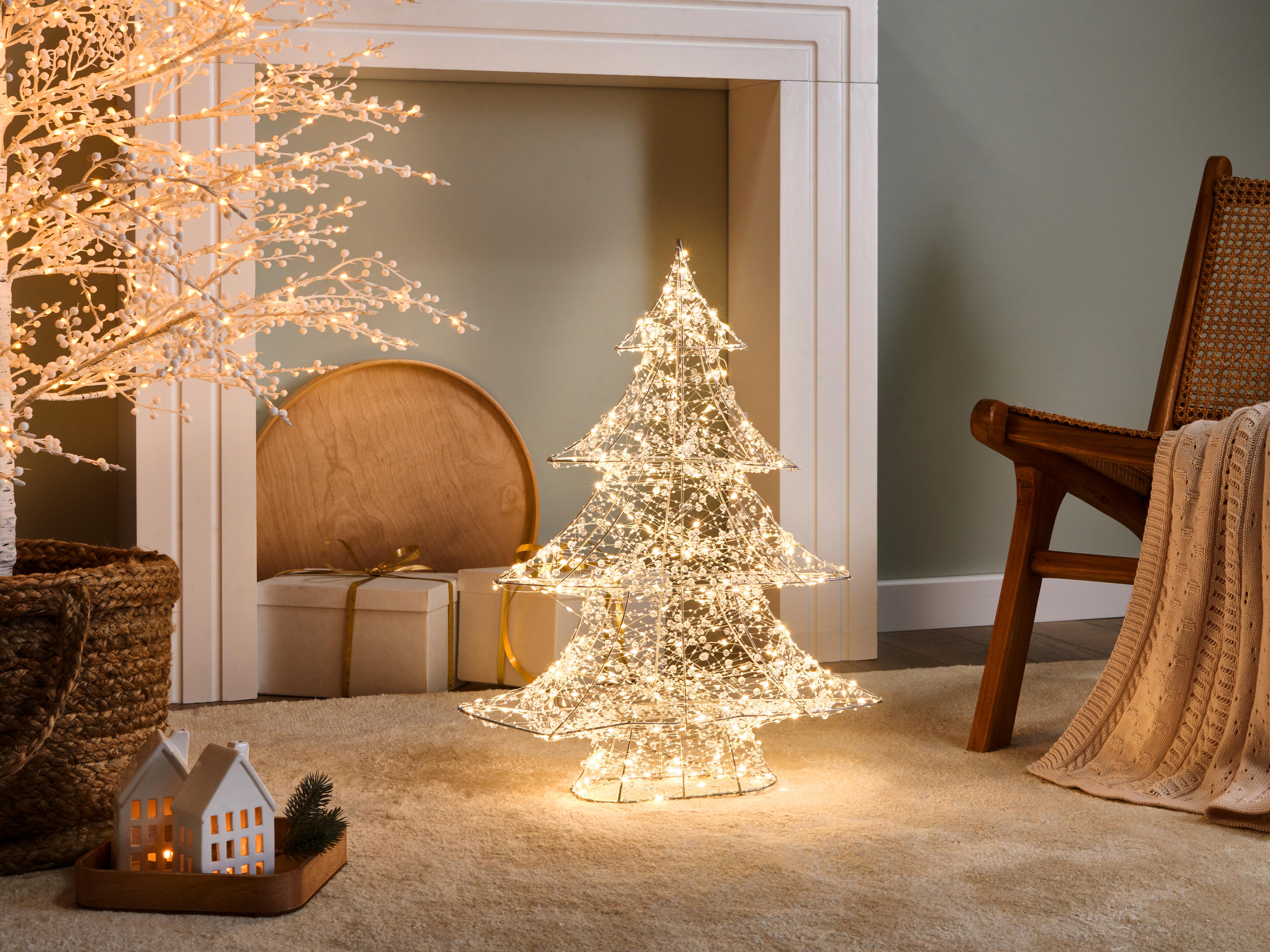 Buitendecoratie LED BLONDUOS Kerstboom 60 cm Zilver