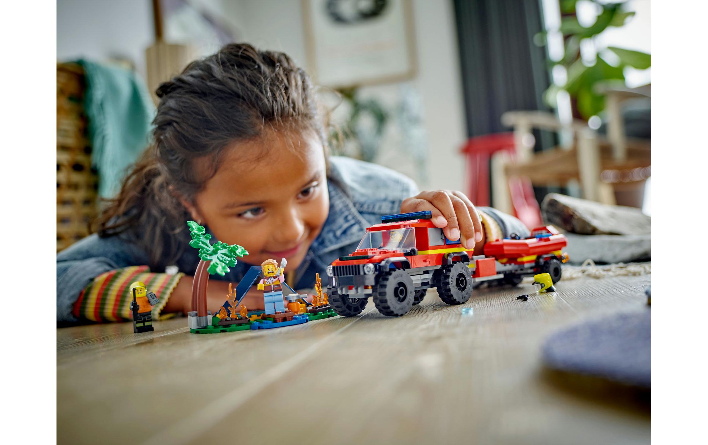 City Feuerwehrgeländewagen mit Rettungsboot 60412Spielset mit Rettungsfahrzeugen