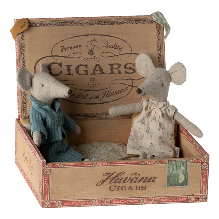 Maileg Maman et papa souris dans leur boîte à souris