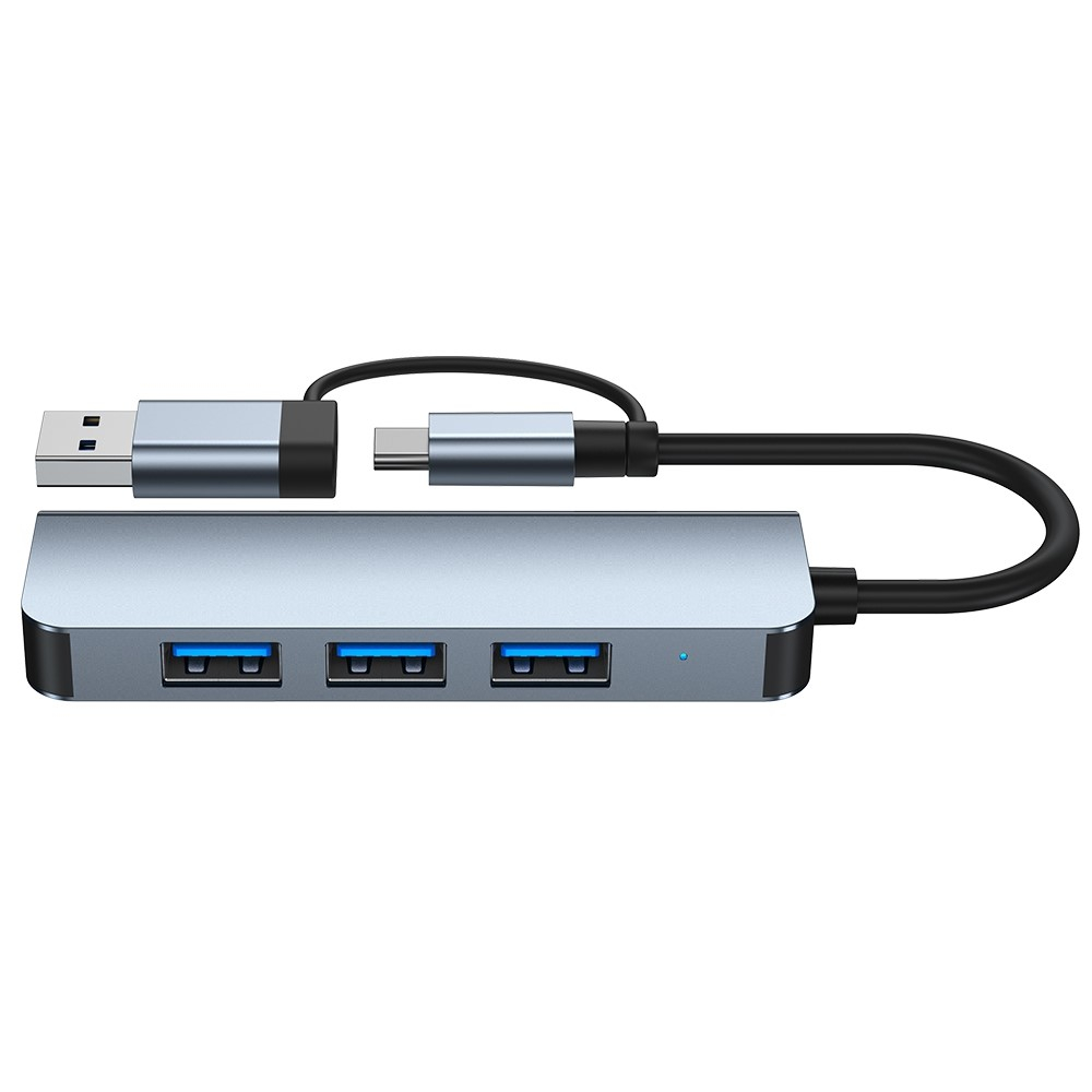 (5 Gbit/s) USB C / USB 3.0 4-fach Multiport Adapter Highspeed Aluminium Hub - Grau