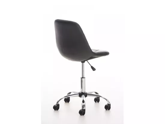 Chaise de bureau - Similicuir & Métal chromé - Noir - Emil