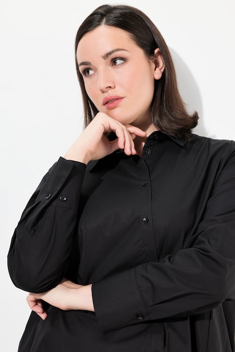 Hemdbluse, Papertouch, Oversized, Stehkragen, Langarm