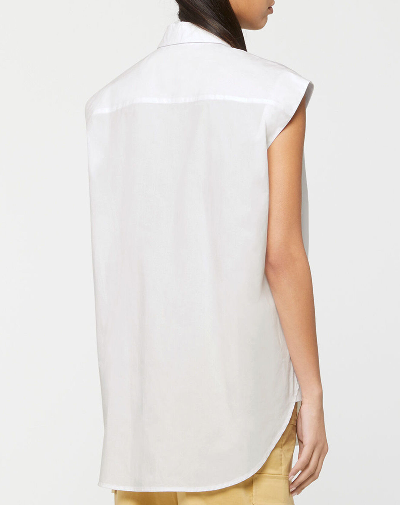 Galeries Lafayette Chemise sans manches en Popeline de Coton Push blanche