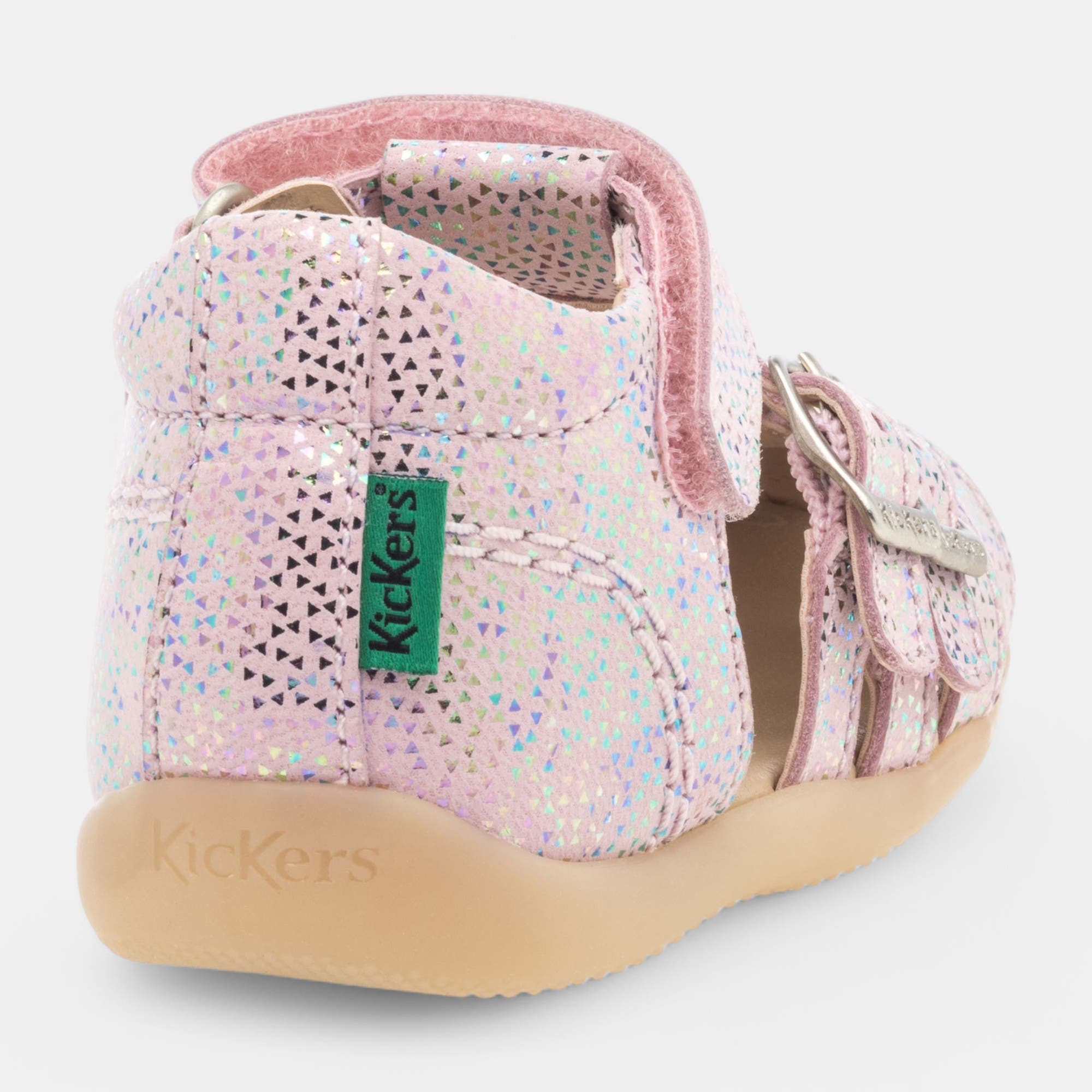 Nu-pieds Bébé fille en cuir rose