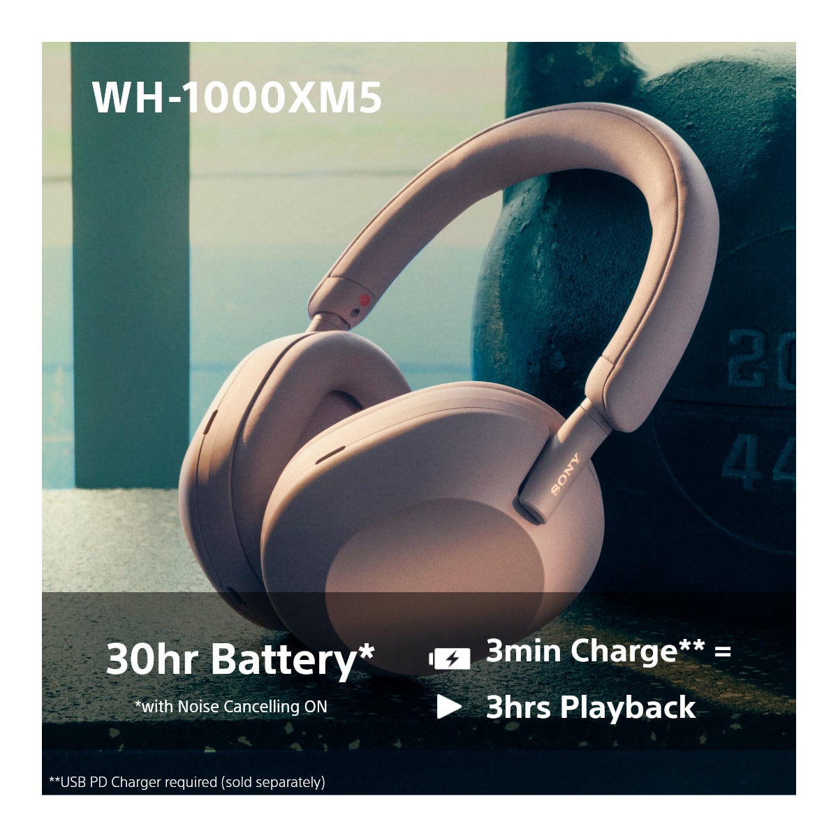 Sony WH-1000XM5 trådløse around-ear hodetelefoner (smoky pink)