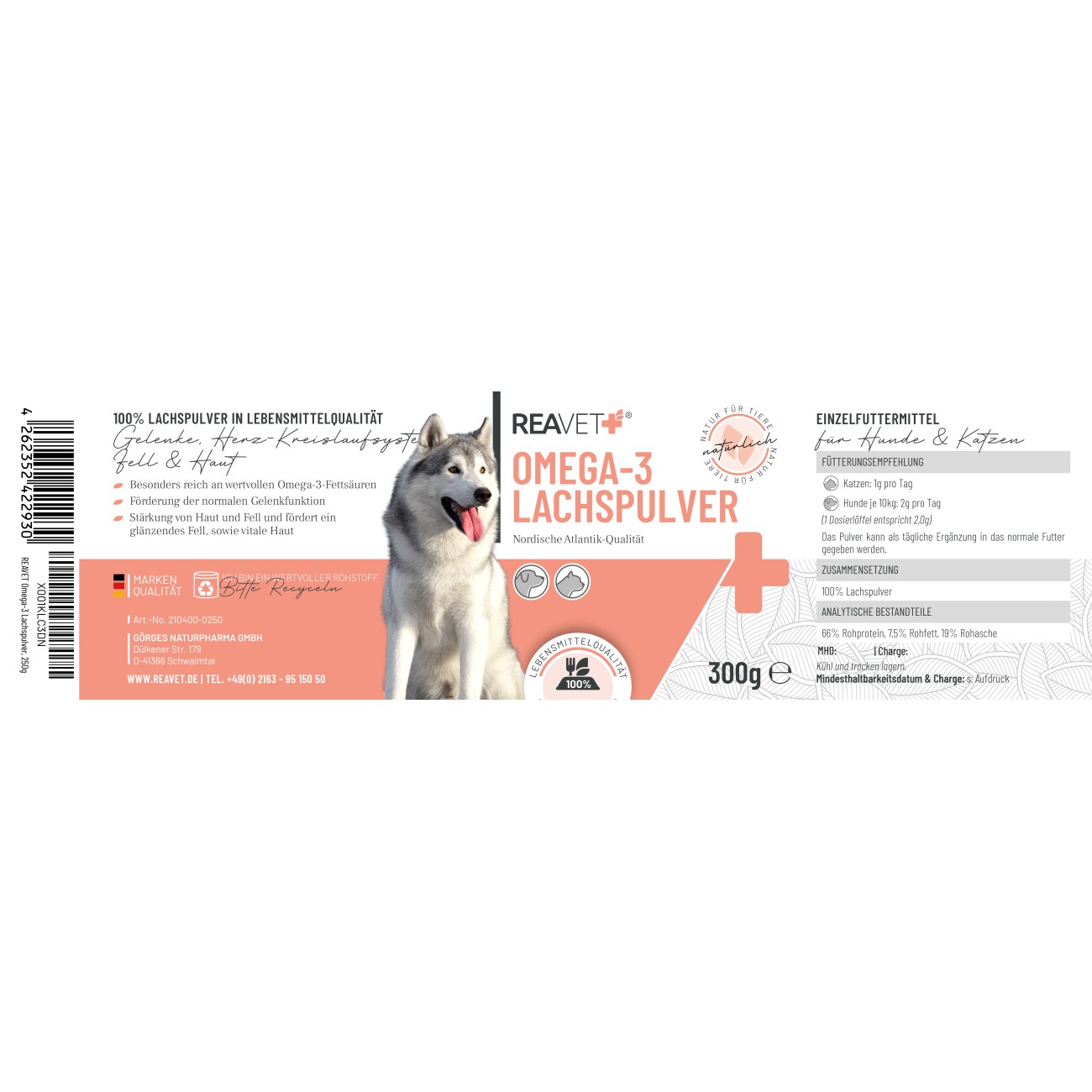 REAVET Omega-3 Lachspulver 300g