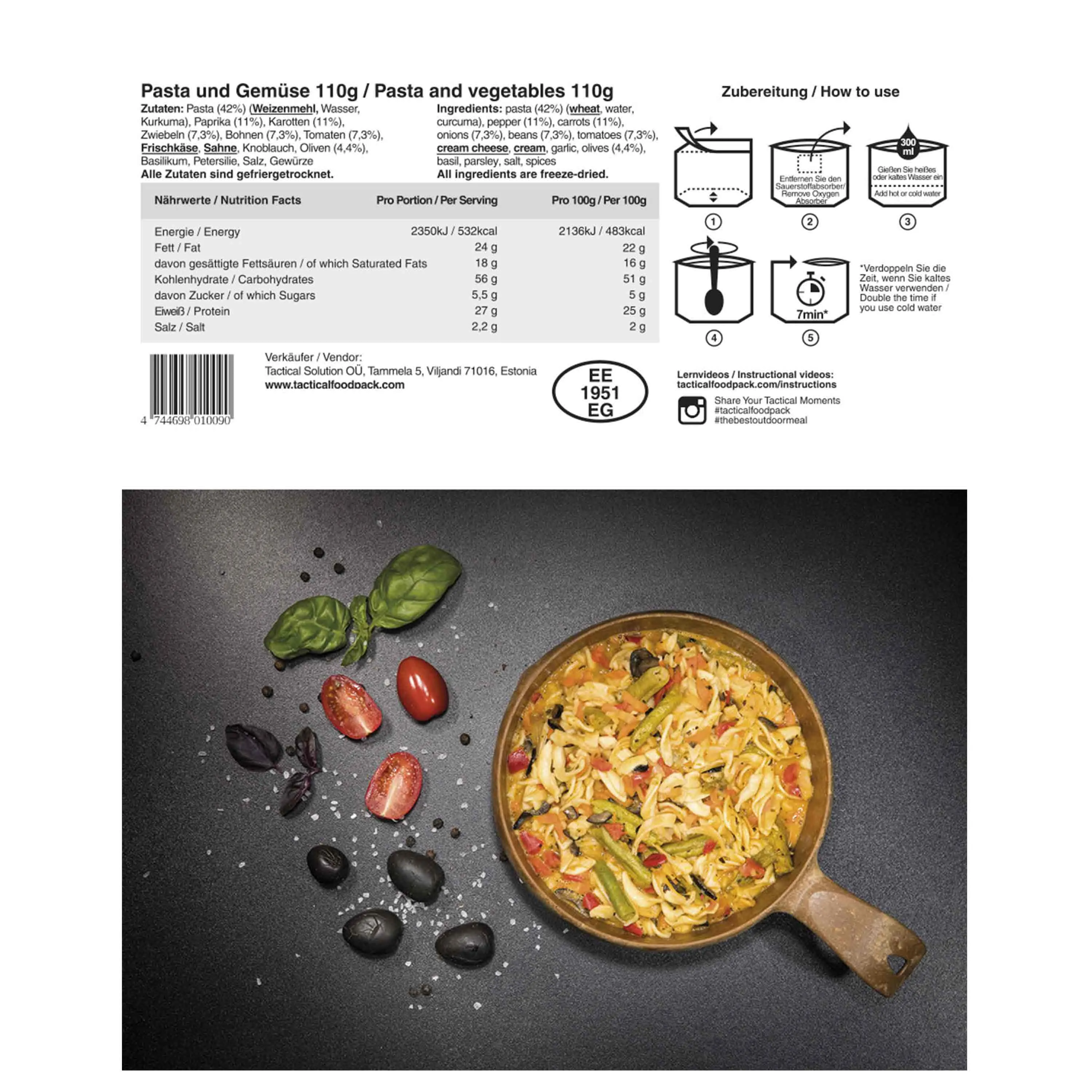 Tactical Foodpack -  Gemüse-Pasta