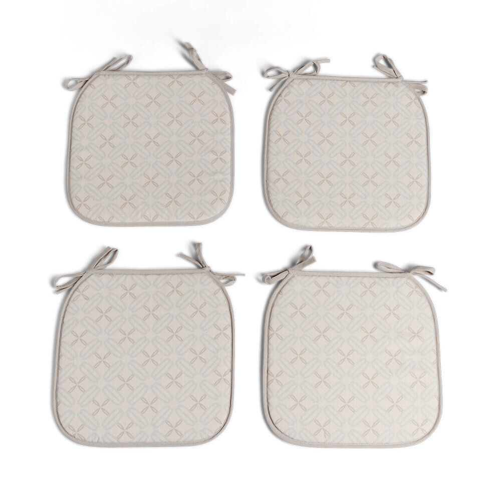 Lot de 4 galettes de chaise polyester et coton gris clair 38x38cm