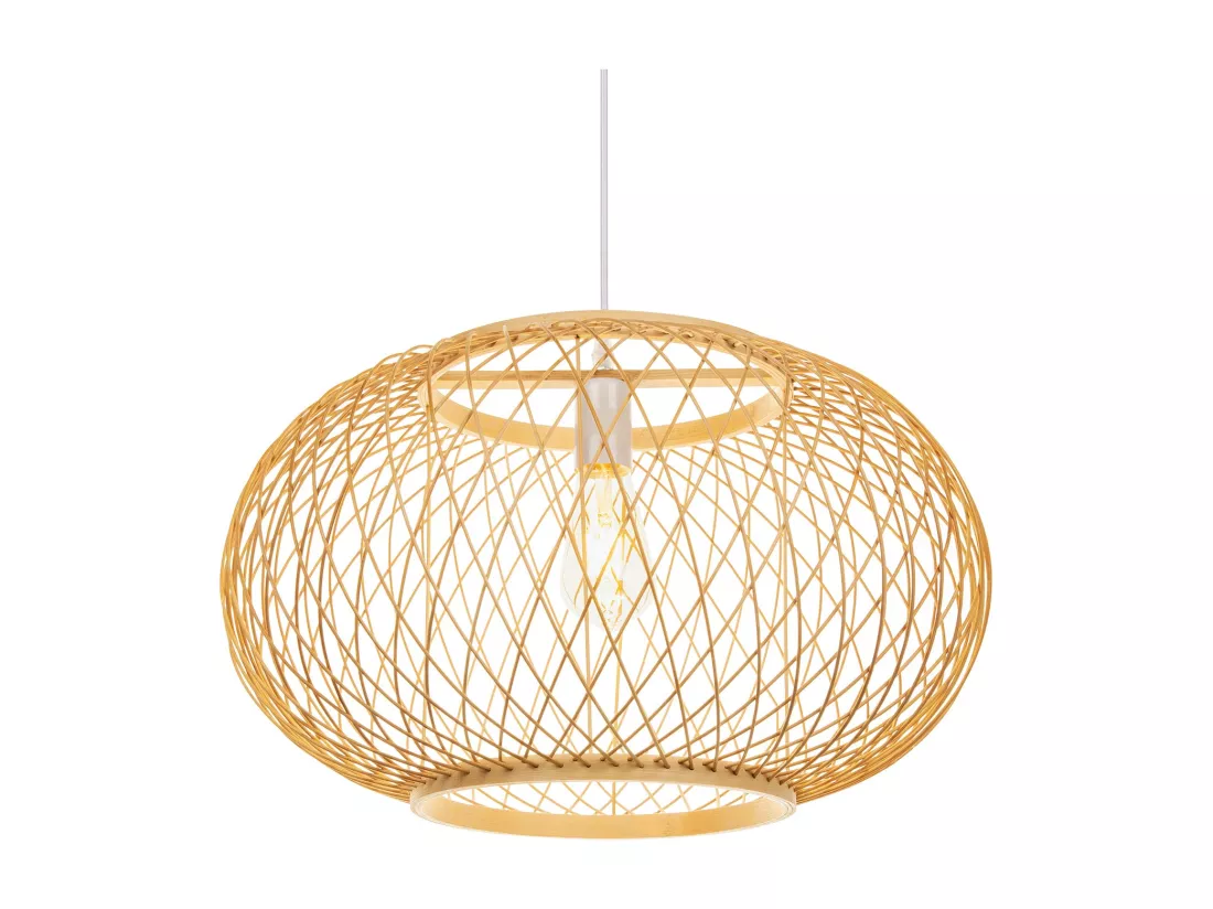 Lustre rotin suspension rotin naturel d40 cm x h28 cm - sphérique