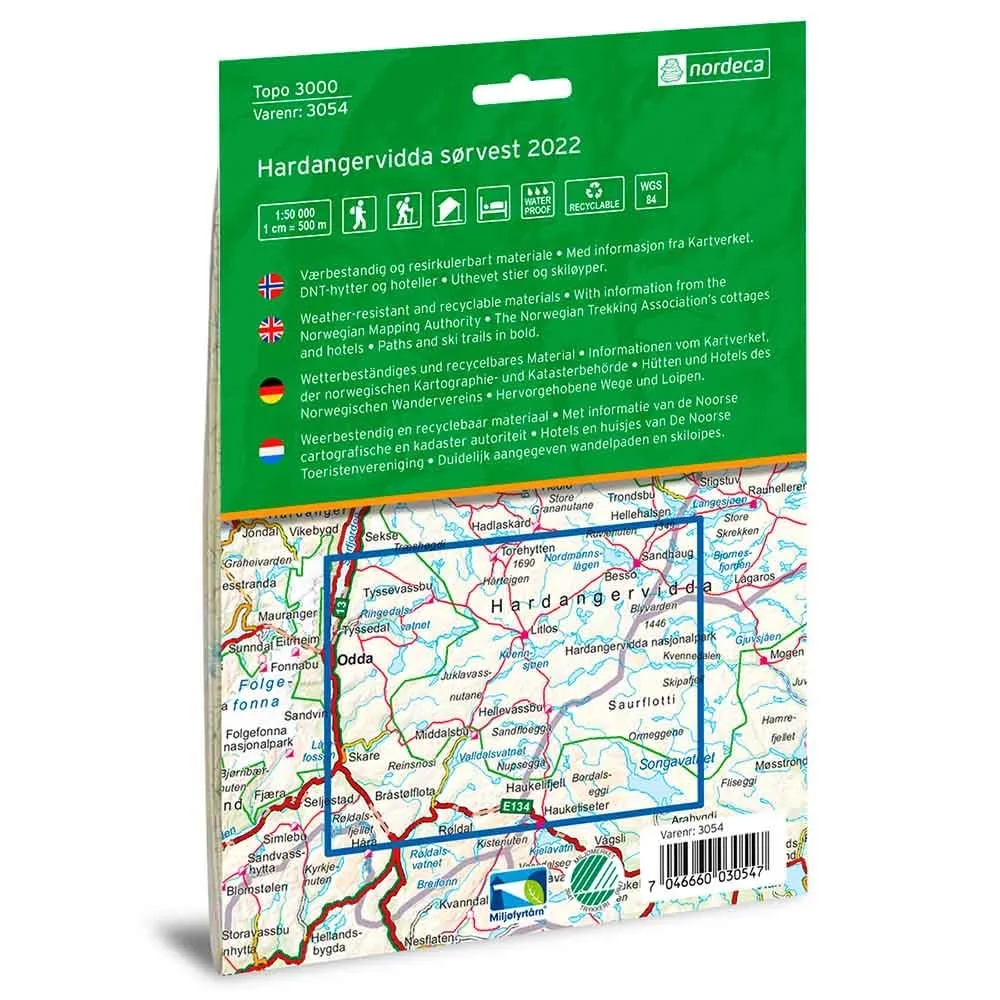 Nordeca Hardangervidda sørvest 1:50 000 2022