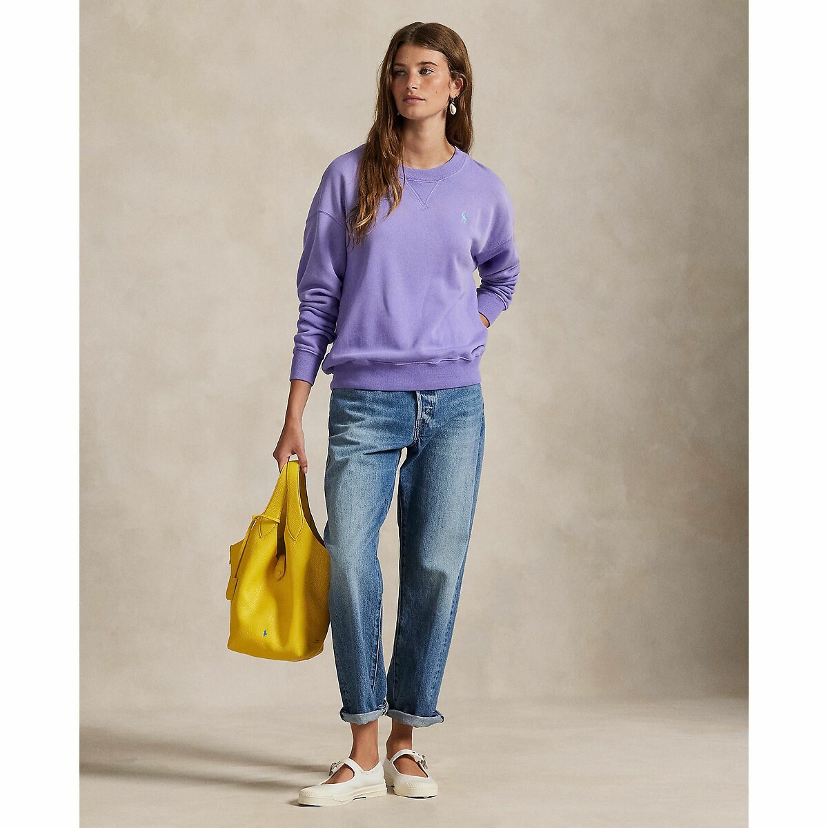POLO RALPH LAUREN<br>Suéter com gola redonda e mangas compridas
