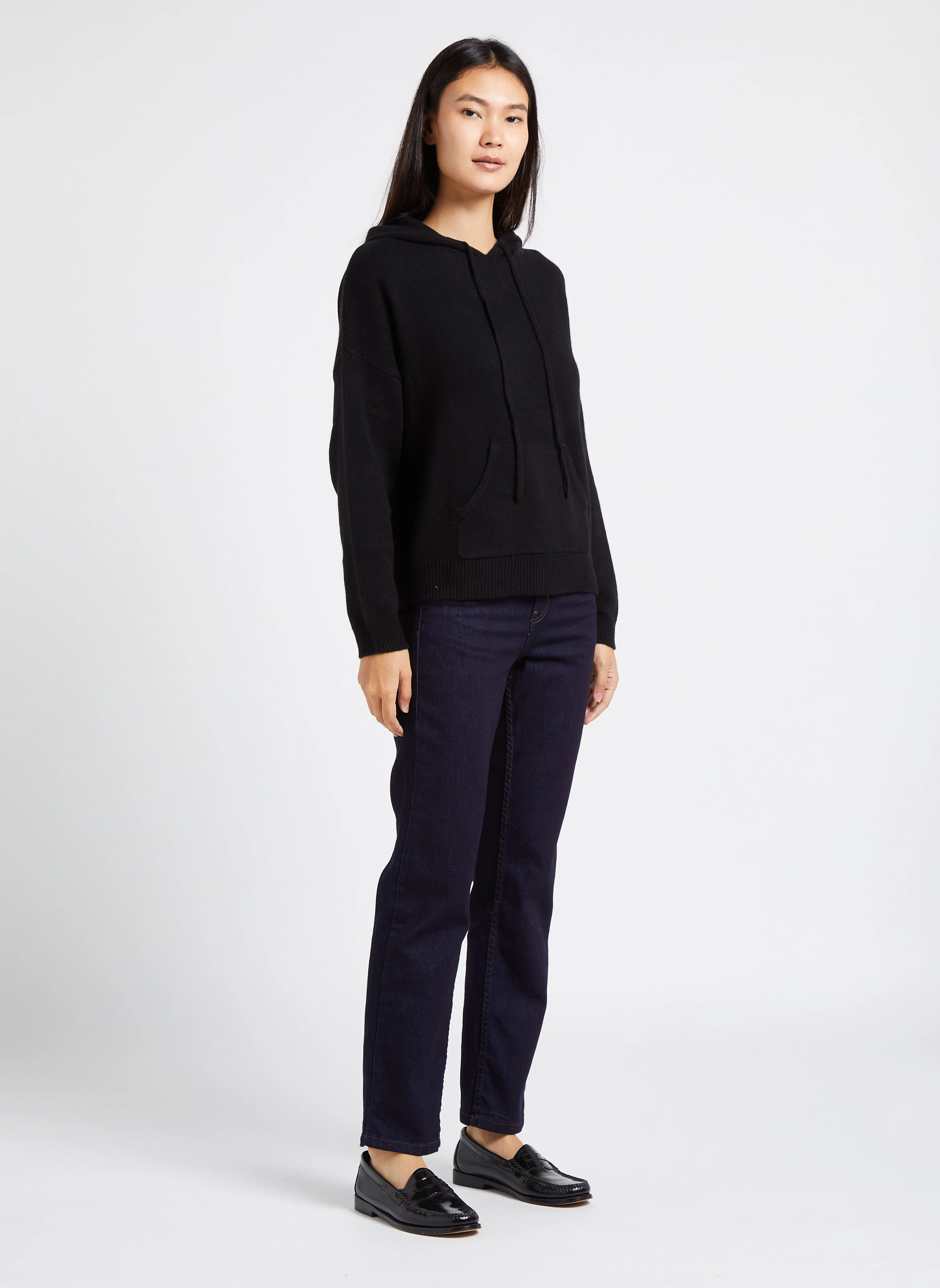 DEBBY - Jean droit taille haute en coton mélangé | Bleu
